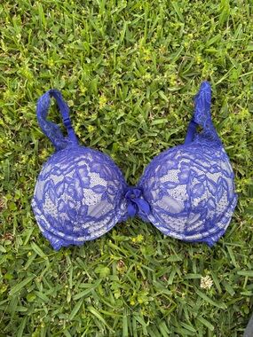 Victoria Beckham Royal Blue Lace Push-Up Bra
